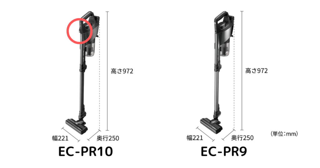 EC-PR10とEC-PR9のサイズ比較