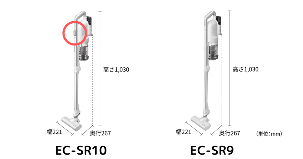 EC-SR10（新型モデル）とEC-SR9（型落ち）の比較表