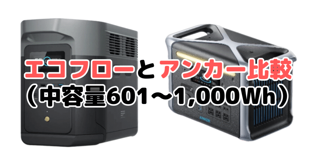 エコフローとアンカー比較（中容量601～1,000Wh）