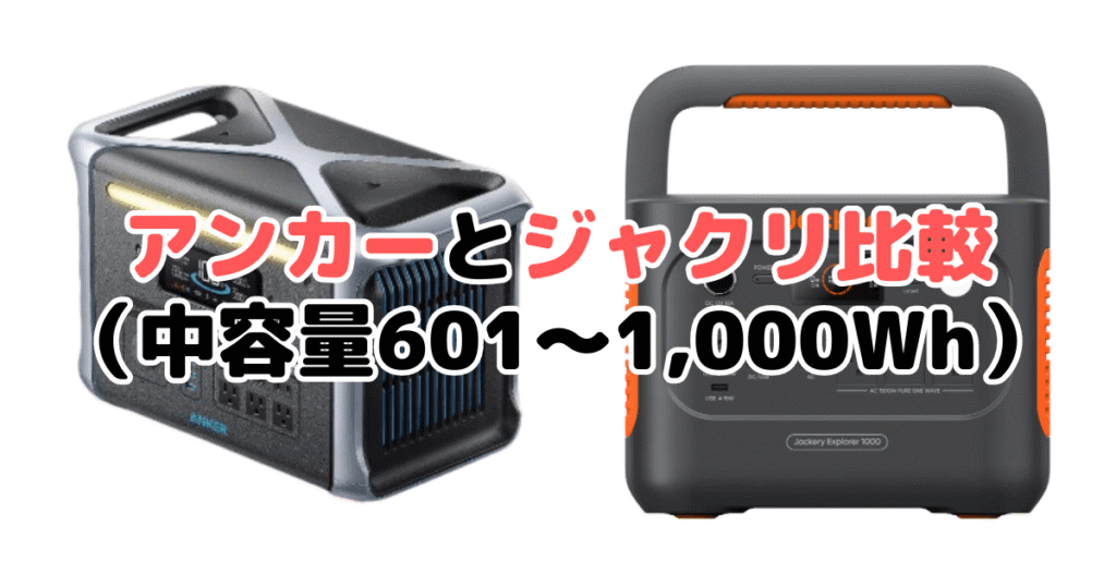 アンカーとジャクリ比較（中容量601～1,000Wh）