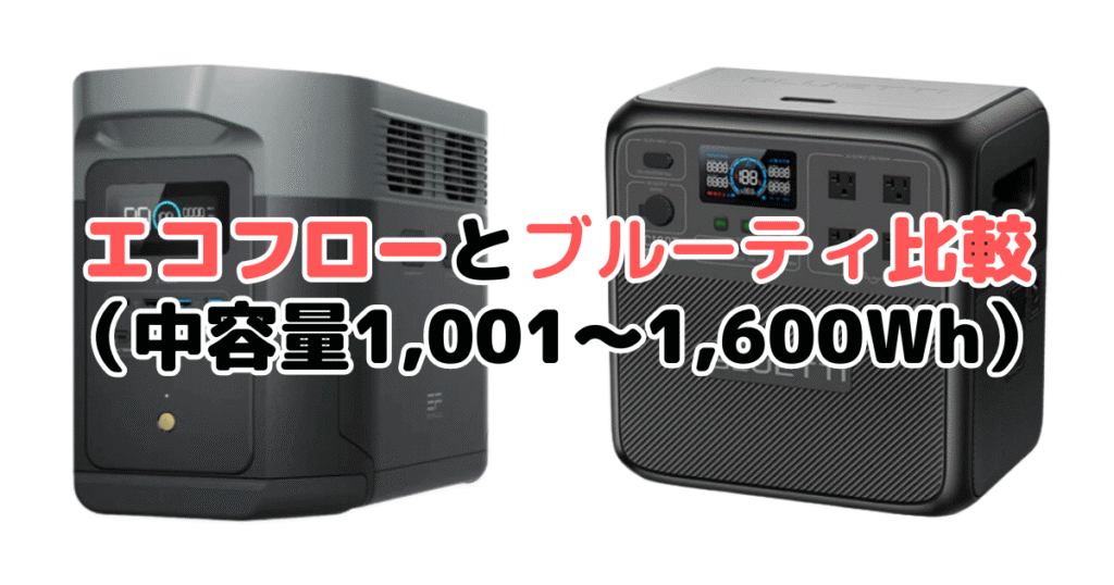 エコフローとブルーティ比較（中容量1,001～1,600Wh）