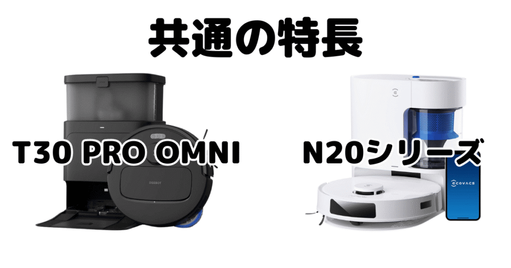 T30 PRO OMNI/N20/PRO PLUS/PLUS 共通の特長 エコバックスDEEBOT