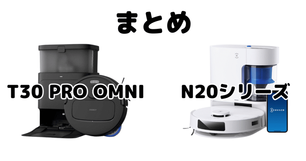 N30 PRO OMNI/N20/PRO PLUS/PLUSの違いを比較 エコバックスDEEBOTまとめ