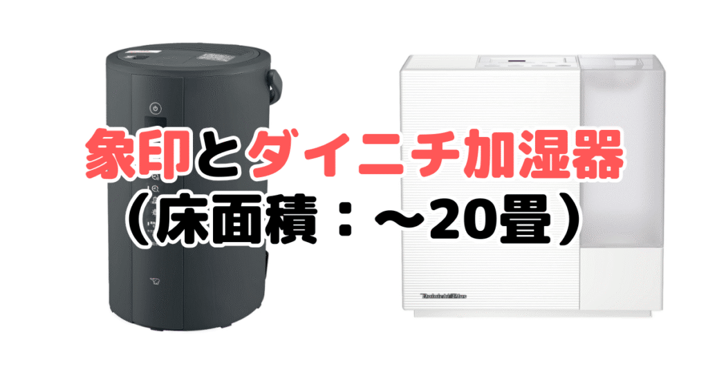 象印・ダイニチ 加湿器の比較（床面積：～20畳）