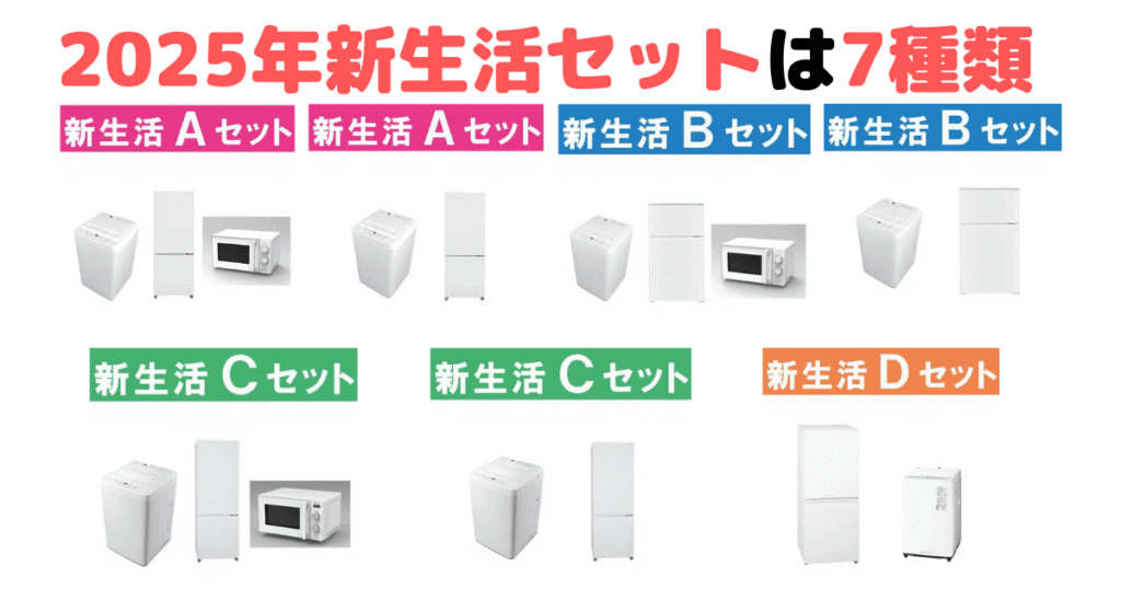 2025年ヤマダ電機の一人暮らし新生活家電セットは7種類