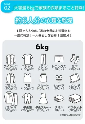 Yoqunaの衣類乾燥機の特長