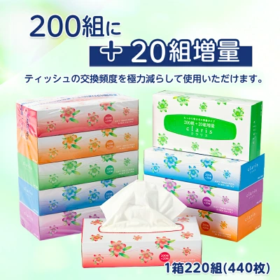 クラリス ボックスティッシュ 60箱 (1箱220組(440枚))(5個入り×12セット) 