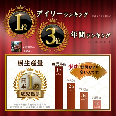 鰻 長蒲焼3~5尾（鹿児島県大崎町）