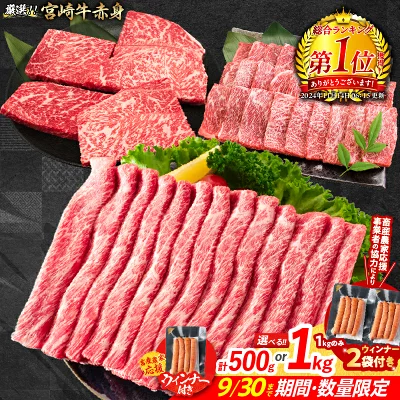 宮崎牛 赤身 焼肉 ステーキ スライス 定期便（宮崎県日南市）