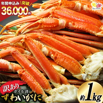 訳あり ボイル ずわいがに 肩付き脚 総重量1kg（宮城県気仙沼市）