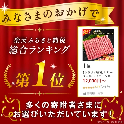 宮崎牛 赤身 焼肉 ステーキ スライス 定期便（宮崎県日南市）