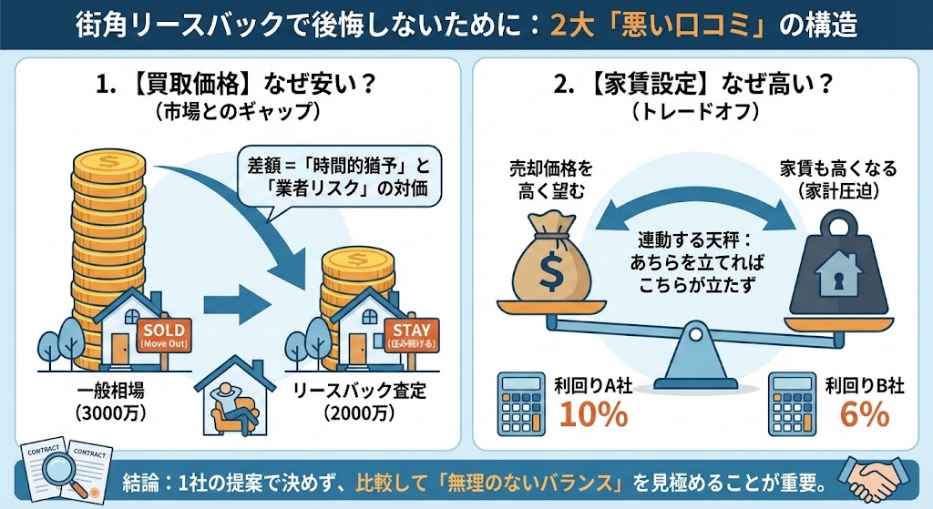 1. 街角リースバックで後悔しないために|検索される「悪い口コミ」の2大要因