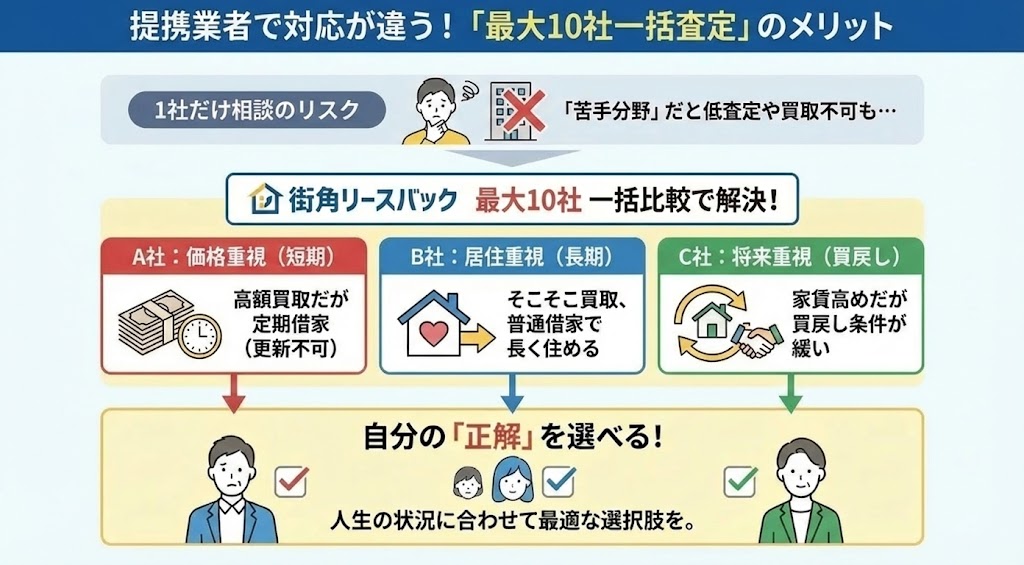 2-2. 【比較】提携業者によって対応が違う?「最大10社一括査定」のメリット